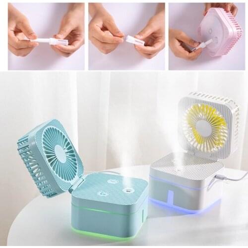 Square 2-in-1 Humidifier Quiet Mini Fan Portable Desktop Air Coolers Smart Tool 425B