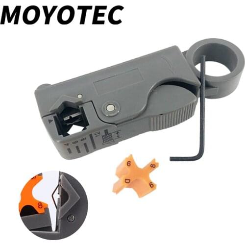 MOYOTEC Multifunctional Stripper Double Knife Type Coax Stripping Hand Tools Rotary Adjustment Cutter Wire Stripper Distance