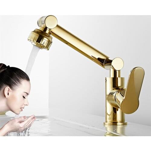 Multifunction Bathroom Faucet Gold Sink Faucet Hot Cold Water Mixer Crane Black Deck Mounted Universal Water Taps