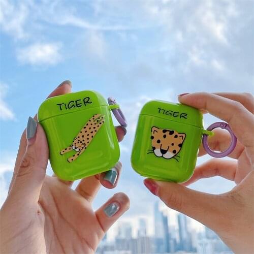 Fluorescent Color Cute Cartoon Tiger Soft Silicone Wireless Headset Bluetooth Case for Apple AirPods 1 2 Pro Protection Cover