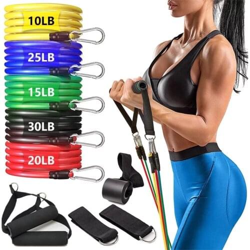 11Pcs Resistance Bands Set Elasticas Fitness Gym Workout Home Outdoor Muscle Training Yoga Rubber Equipment резинка для фитнеса