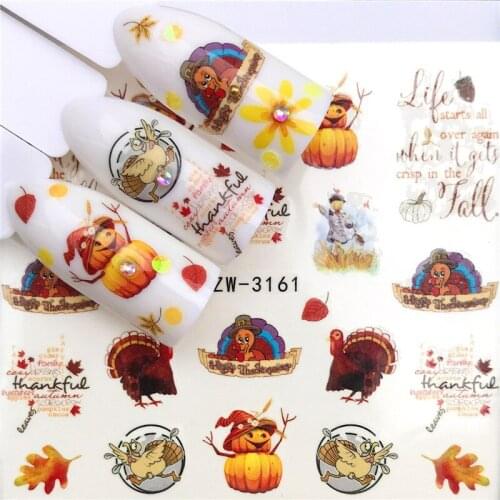 Pumpkin Nail stickers art decorations slider adhesive Water Transfer decals manicure lacquer accessoires polish foil
