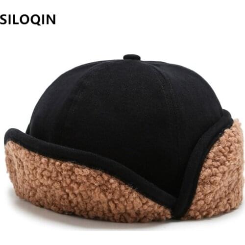 SILOQIN Novelty Earmuffs Cap Winter Thermal Bomber Hats For Men Women New ins Style Velvet Thicken Lamb Wool Biker Windproof Hat