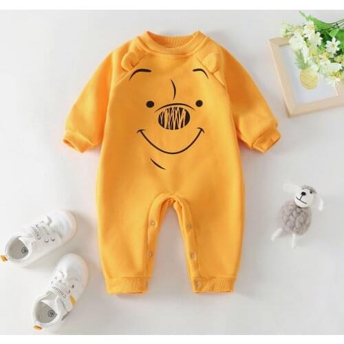New Cotton Thicken Winter Baby Girl Romper Cute Bear Print Long Sleeve Baby Jumpsuit Casual Home Newborn Baby Boy Clothes 0-12M
