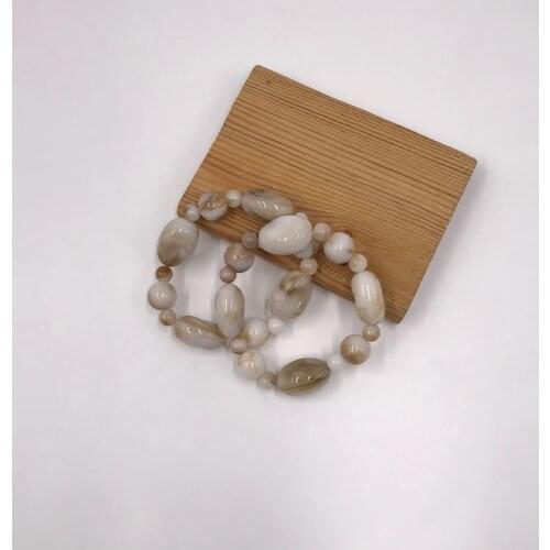 Kara&Kale Boho Fashion Charm Jewelry Gothic Natural color Acrylic Beads&Elastic Bracelets Handmade Jewellery Bracelets for Women