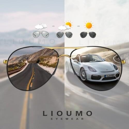 LIOUMO Pilot Sunglasses For Men Polarized Photochromic Glasses High Quality Eyewear Women Intelligent Change Color gafas de sol