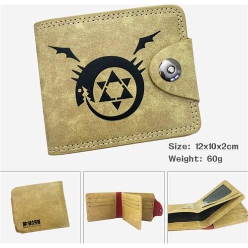 Anime Fullmetal Alchemist PU Wallet Hidden Discount Casual Mens Leather Note Compartment Coin Photo Credit Cards Holder Purses