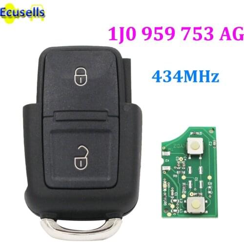 1J0959753AG Remote Key Control fob 2 button 433Mhz for VW Volkswagen Bora Beetle Passa Golf for Seat for Skoda 1J0 959 753 AG