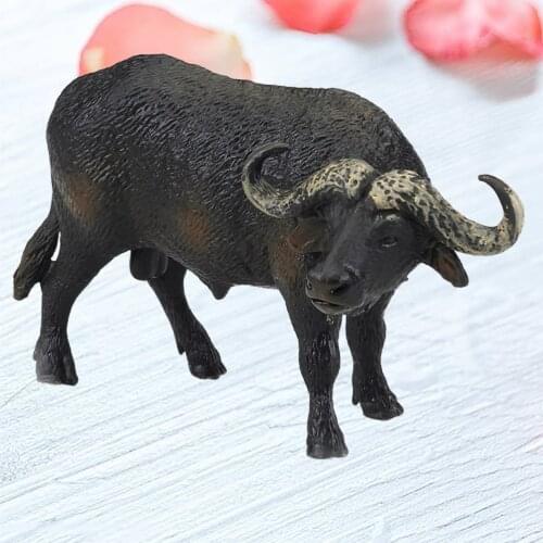 1pc Realistic African Buffalo Model Simulation Wildlife Figurine Craft Home Decoration