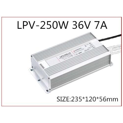 250W 36V 7A LED constant voltage waterproof switching power supply IP67 for led drive LPV-250-36