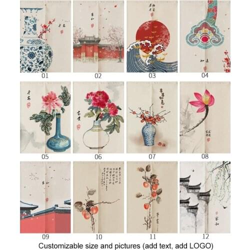 Japanese Chinese Retro Customizable Linen Door Curtain Noren Bedroom Kitchen Home Decoration Tapestry for Living Room