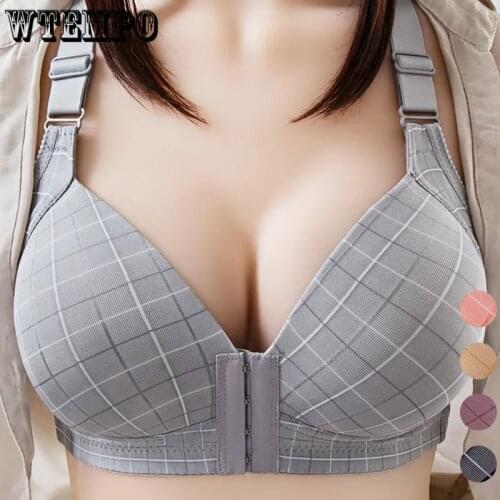 Front Closure Plus Size Bras Women Push Up Bra New Thin Wireless Gathered Sexy Bralette Cotton Breathable Front Closure Bra Bras