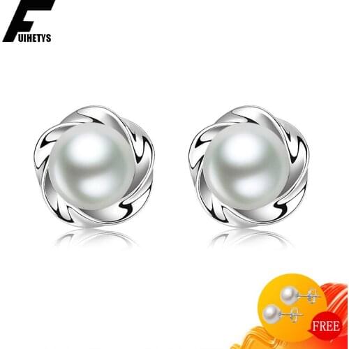 New Pearl Earrings for Women 925 Silver Jewelry Accessories Fashion Stud Earrings Wedding Party Promise Gift Ornament Wholesale