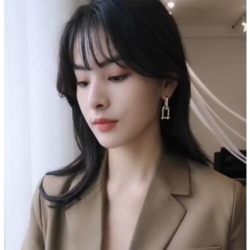 925 Sterling Silver U-Shape Earrings for Women Creative Hoop Earrings Fine Jewelry Prevent Allergy