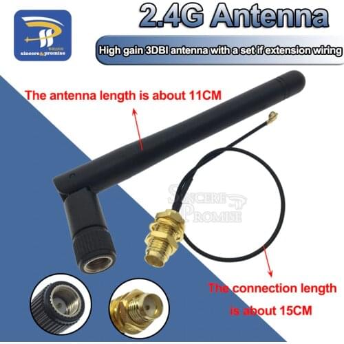 2.4GHz 3dBi WiFi 2.4g Antenna Aerial RP-SMA Male wireless router+ 17cm PCI U.FL IPX to RP SMA Male Pigtail Cable ESP8266 ESP32