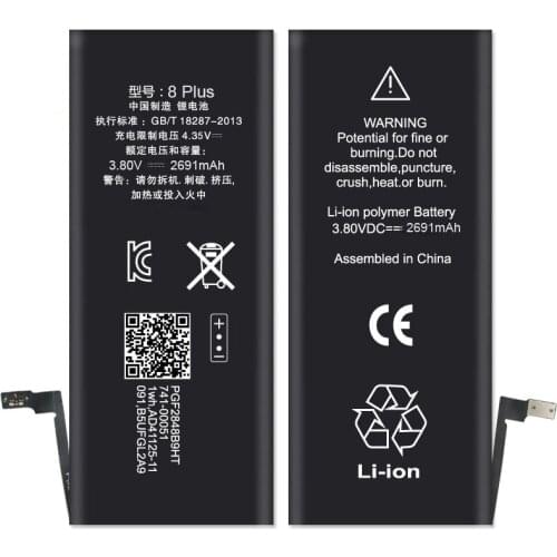 20pcs/lot ISUNOO 2691mAh Lithium Polymer Replacement Batteries for Apple iPhone 8 Plus 8P Internal Phone Battery