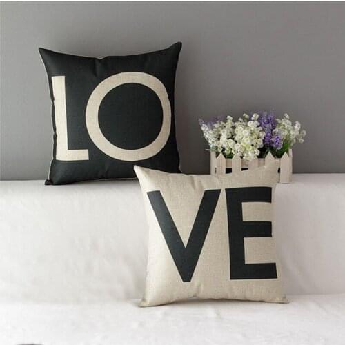 2016 hot pillows LOVE Digital printing linen and cotton Pillow cover sofa pillow case car seat cushion cover decorative pillows