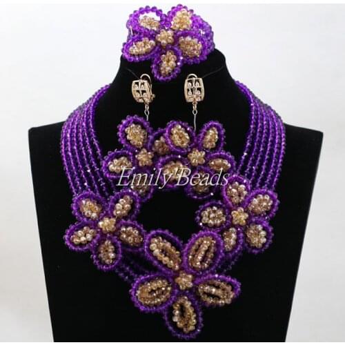 2016 Fashionable African Beads Jewelry Set Handmade Nigerian Wedding African Costume Jewelry Set Big African Jewelry Set ALJ382
