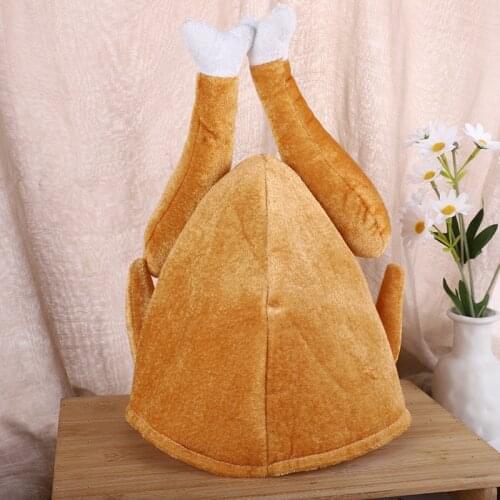 2021 New Hot Fashion Turkey Thanksgiving Hat Novelty Cooked Chicken Bird Secret Santa Fancy Dress