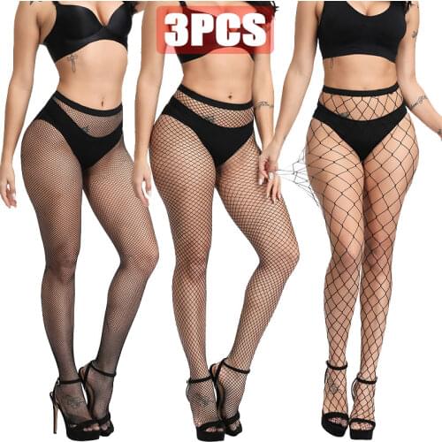 3PCS Fishnet Stockings Pantyhose Hollow Out Sexy Black Women Calcetines Party Hosiery Sexy Mesh Club Tights Panty Stocking