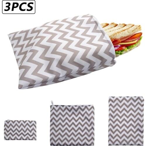 3pcs Reusable Snack Bag Waterproof Bread Sandwich Bag Pouch Portable Breakfast Holder For School Camping Work Travel
