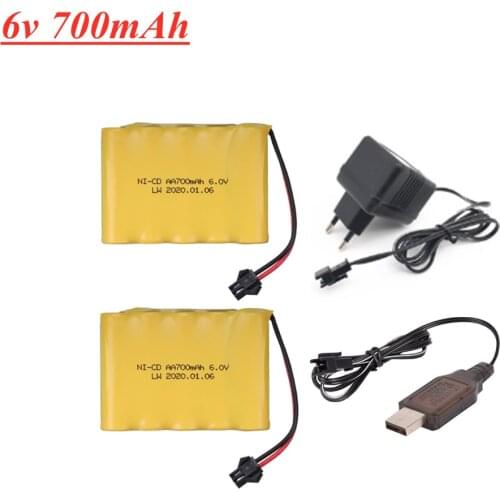 6v 700mah AA NI-CD Battery Charger Set For Rc toys Cars Tanks Robots Boats Guns 5* AA 6v Battery Pack M Model SM Plug