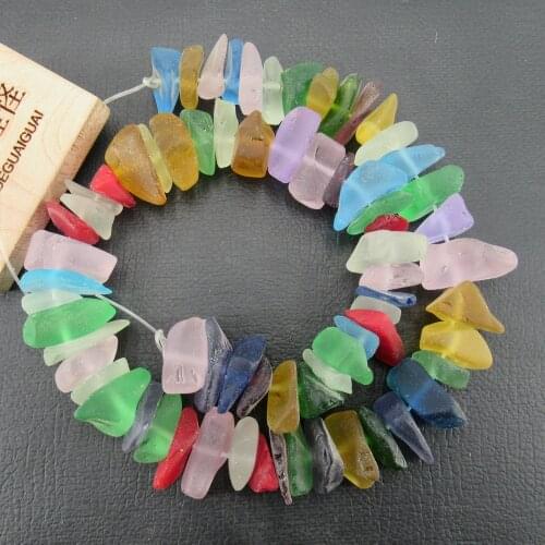 APDGG Natural Colorful Crystal Glass Quartz Rough Frosted Nugget Chip Irregular Loose Beads 15.5" Jewelry Making DIY