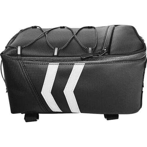 Black Bike Rack Rear Carrier Bag PU Leather Waterproof Durable Motorcycle Tail Tool Bag 9L Large Capacity Storage Duffel Bag