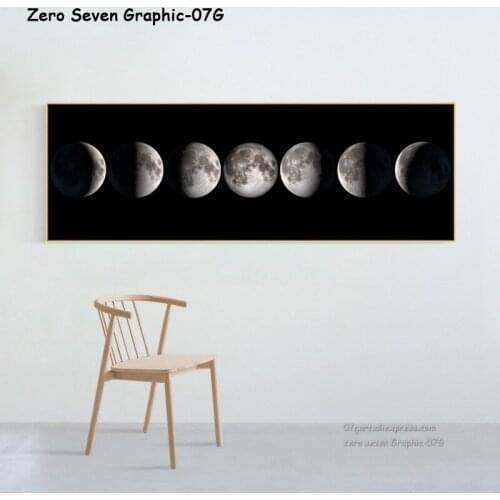 Black White Extra Large Moon Phase Canvas Poster And Print Above Bed Art Wall Pictures Living Room Bedroom Home Decoration