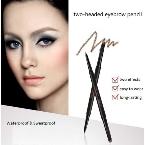 Double-headed Eyebrow Pencil Waterproof sweatproof Rotatable Triangle and 1.2mm ultra-fine refill Long-lasting Eye Brow Pencil