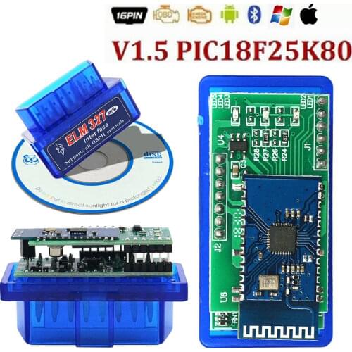 ELM 327 Bluetooth V1.5 Two PCB Board Scanner OBD2 ELM327 Diagnostic Interface OBDII Code Reader MINI ELM327 V1.5 for Android/PC