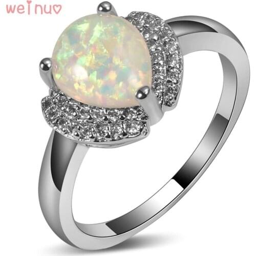 Weinuo White Opal White Crystal Apple Type Ring 925 Sterling Silver Top Quality Jewelry Wedding Ring Size 5 6 7 8 9 10 11 A275