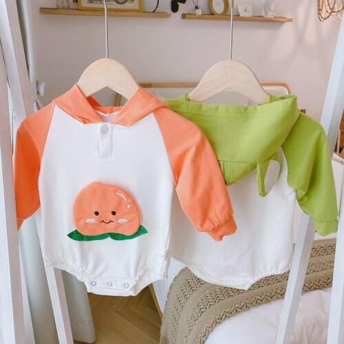 Toddler Girl Cartoon Print Rompers 2020 Autumn New Baby Boys and Girls Hooded Rompers Kids Long Sleeve Cotton Jumpsuit Bodysuits