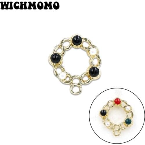 New 18mm 6pieces High Quality Zinc Alloy Drip Oil Round Chain Earring Base Connectors for DIY Earring Making Jewelry Accessories