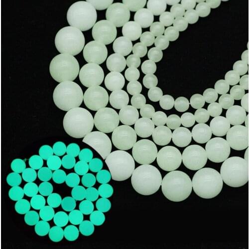 Natural Stone Round Malachite Green Luminous Beads For Jewelry Making Glow In The Dark Spacers Beads DIY Bracelet 6/8/10/12MM