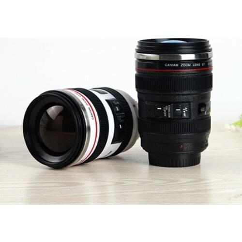 Camera Lens Mug Coffee Mug With Lid Fantastic Coffee Mugs Stainless Steel Tea Cup 24-105mm 1:1 Caneca Lente Cups Drinkware30