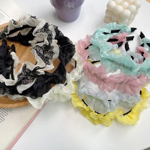 Summer Children Cute Colors Lace Wave Hairbands Headbands Girls Lovely Sweet Hair Hoop Headwear Kids Fashion Hair Accessories