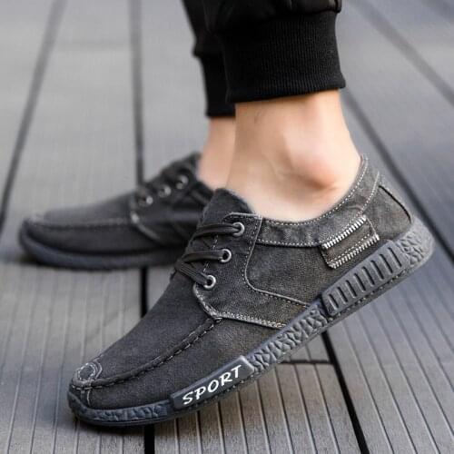 Summer men canvas shoes 2020 light breathable lace-up men flats breathable shoes slip on shoes canvas shoes men black