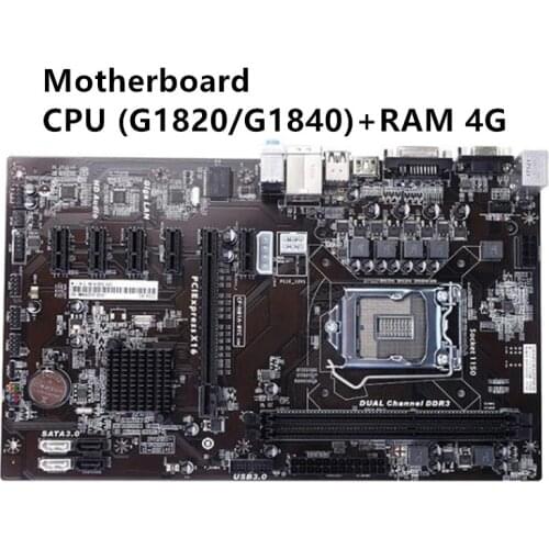 Motherboard CPU (G1820/G1840)+RAM 4G 6GPU mining H81P BTC H81A-BTC ETH motherboard LGA 1150 H81 BTC PRO TB85 mining motherboard