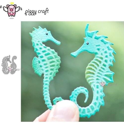 Piggy Craft metal cutting dies cut die mold 2Pcs Seahorse decoration Scrapbook paper craft knife mould blade punch stencils dies