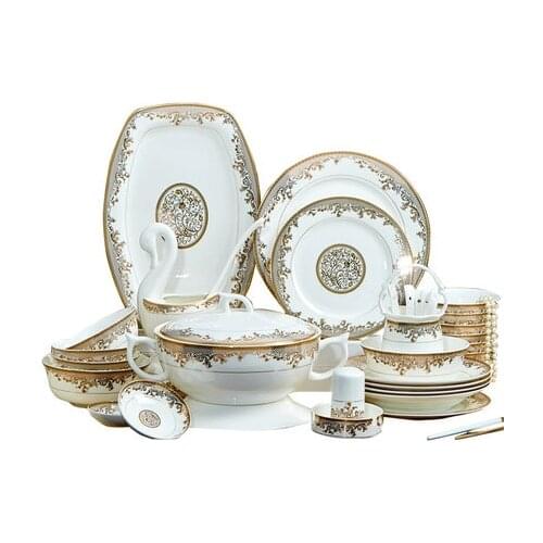Fashion 2021 Tableware Sets Dishes Home New 56 Pieces Porcelain Dishes Tableware Simplicity Ceramic Combination Dinnerware Sets