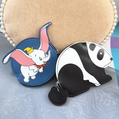 M463 Fashion Women Purses Cute Panda Elephant PU Leather Coin Purses Card Bag Key Buckle Bag