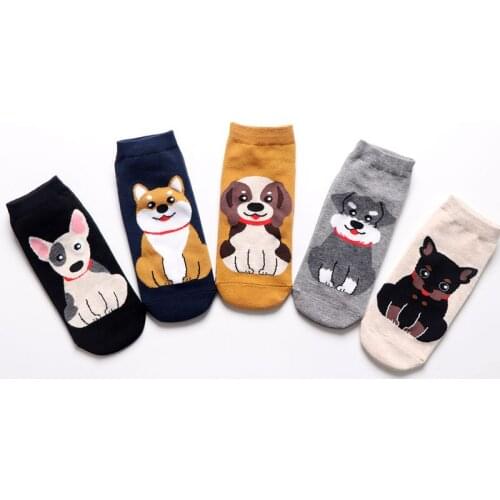 Cartoon Kawaii Animal Women Socks Cotton Fashion Tide Shiba Bull Terrier Beagle Dog Socks Creative Funny Lovely Happy Socks