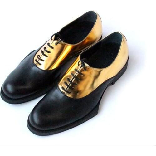 New Fashion Genuine Leather Shoes Men Luxury Social Male Shoe Mid Heel Gold Mens Footwear Mixed Colors Party Banquet Dress Shoes