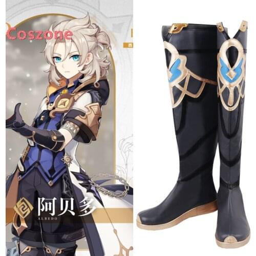 Genshin Impact Albedo Cosplay Shoes Boots Halloween Carnival Cosplay Costume Accessories