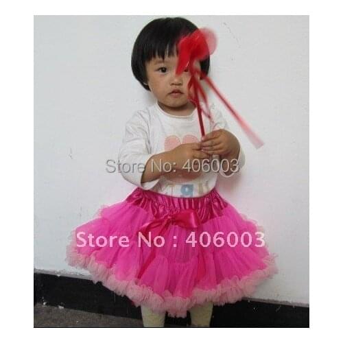 Wholesale nylon soft fluffy pettiskirt hot pink with pink 5pcs/lot