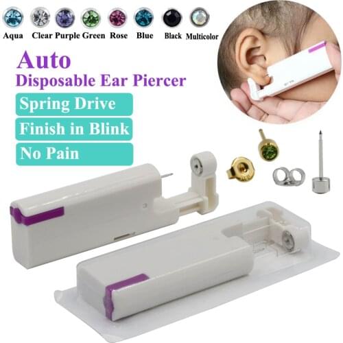 1pc Third Generation Auto Disposable Ear Piercing Gun Unit Tool Device Safty No Pain Ear Nose Piercer Buit-in Surgical Studs