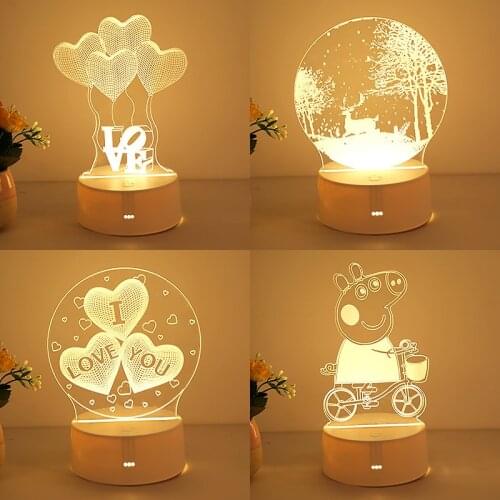 Valentines Day Gift Love 3D Light Acrylic LED Night Light Rose Bear Wedding Decoration Birthday Party Easter Decoration
