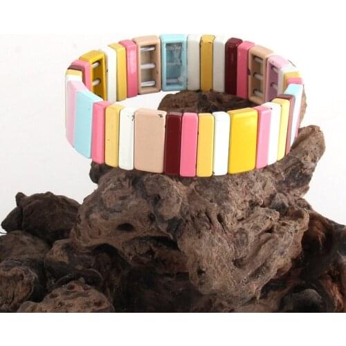 RH Fashion Designer Boho Bracelet Metal Enamel Hematite Colorful Cuff Braceletes