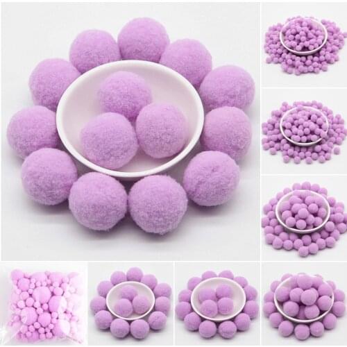 Light Purple Pompom 8/10/15/20/30mm Round Pom Poms Fur Balls DIY Toys Crafts Pompoms for Kids Wedding Home Decoration 20g